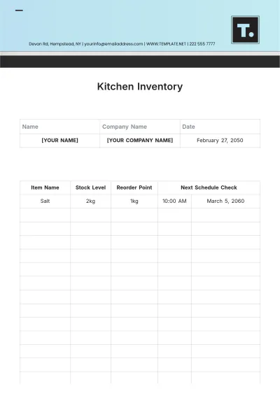 Free Kitchen Inventory Template to Edit Online