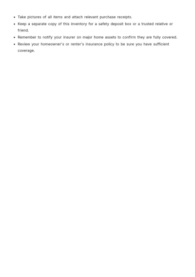 Free Home Inventory Template to Edit Online