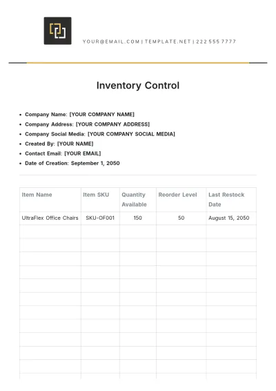 Free Inventory Control Template to Edit Online