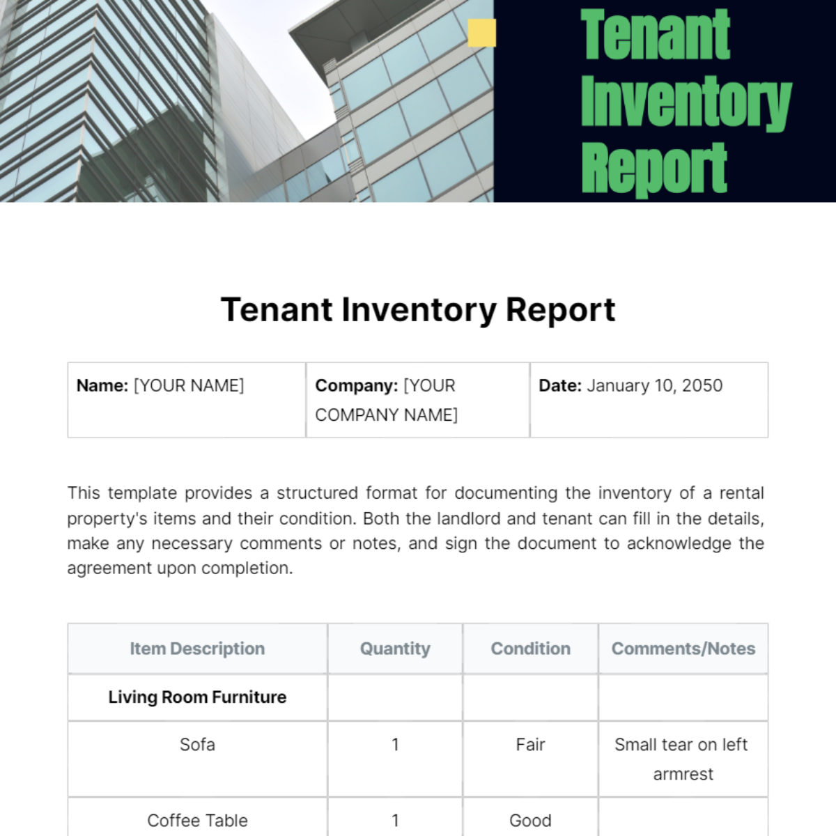 Tenant Inventory Template