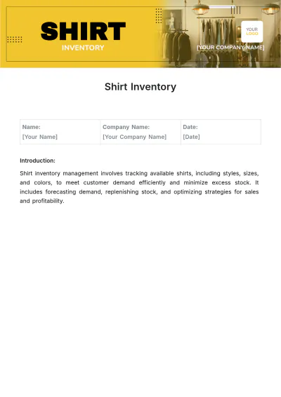 Free Shirt Inventory Template to Edit Online