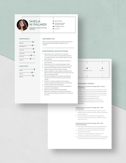 Marketing Communications Manager Resume Download