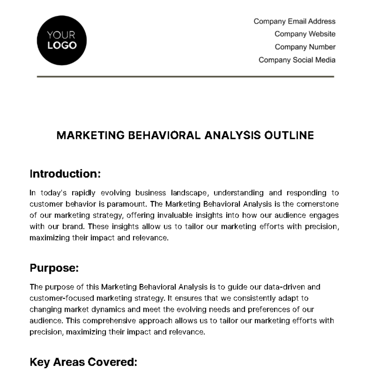 Marketing Behavioral Analysis Outline Template