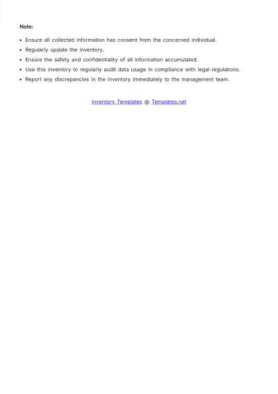 Free Personal Data Inventory Template to Edit Online