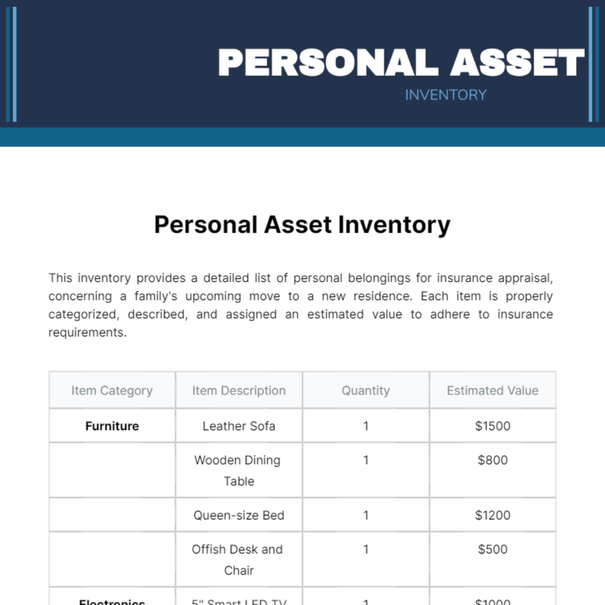 Personal Asset Inventory