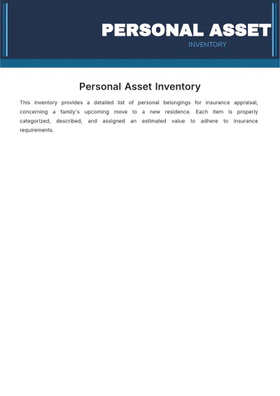Free Personal Asset Inventory to Edit Online