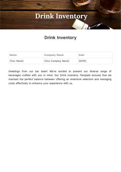 Free Drink Inventory Template to Edit Online
