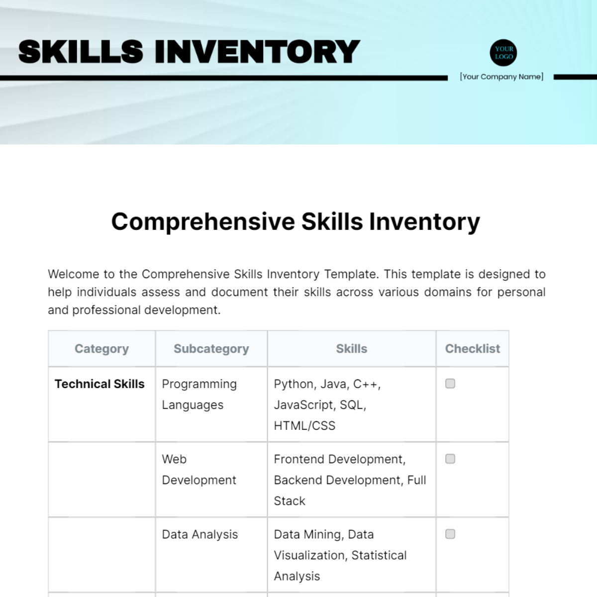 Skills Inventory Template