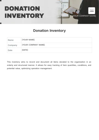 Free Donation Inventory Template to Edit Online