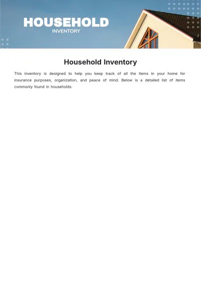 Free Household Inventory Template to Edit Online