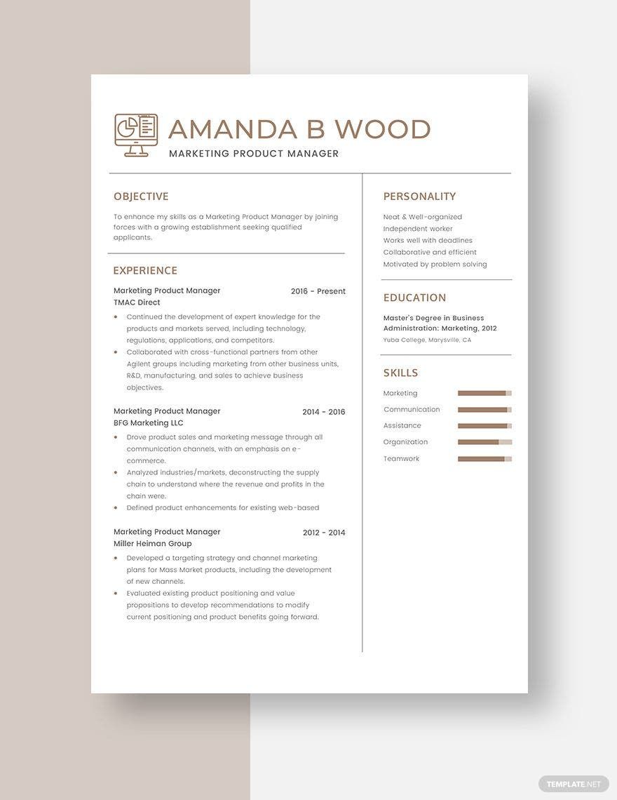Marketing Product Manager Resume Template