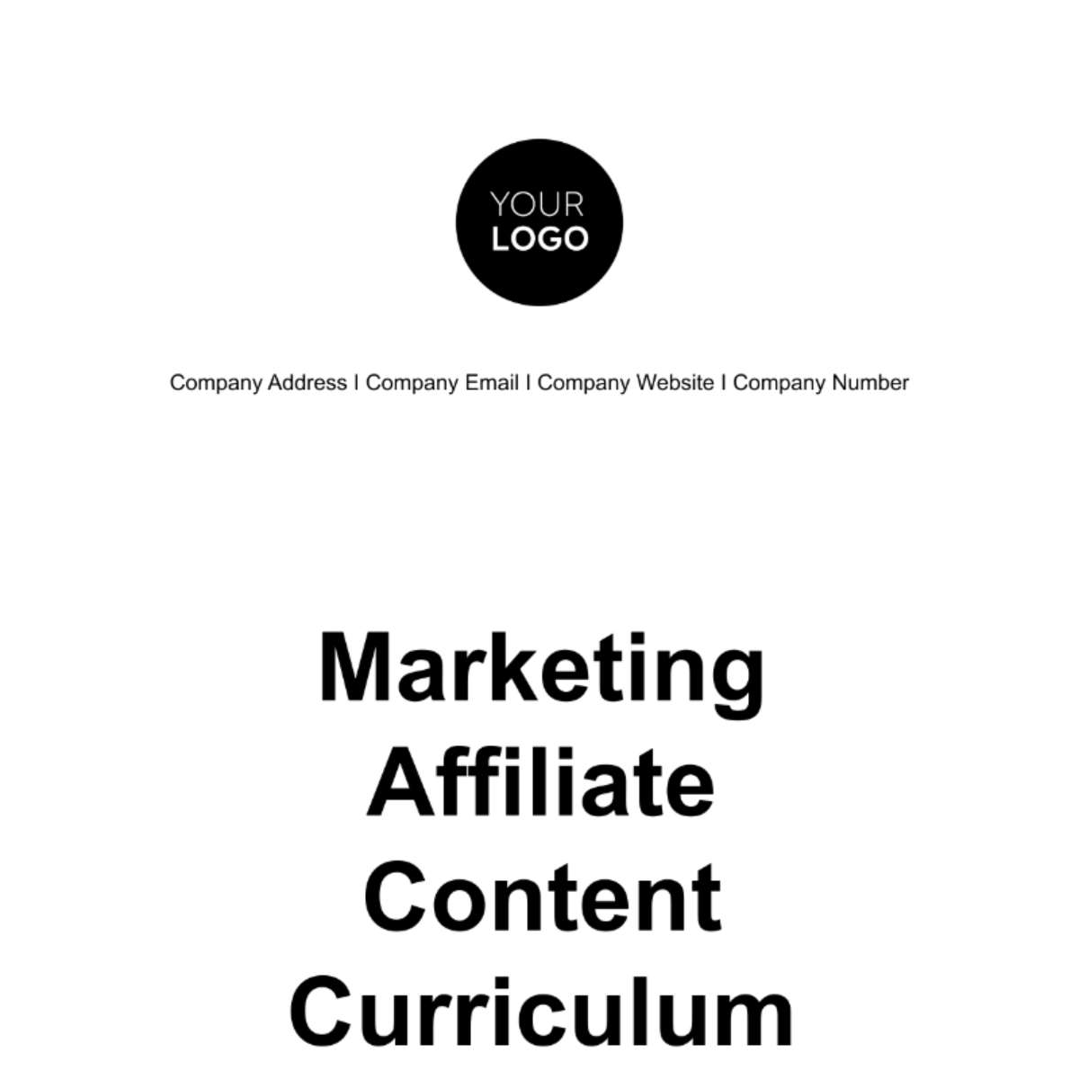 Marketing Affiliate Content Curriculum Template