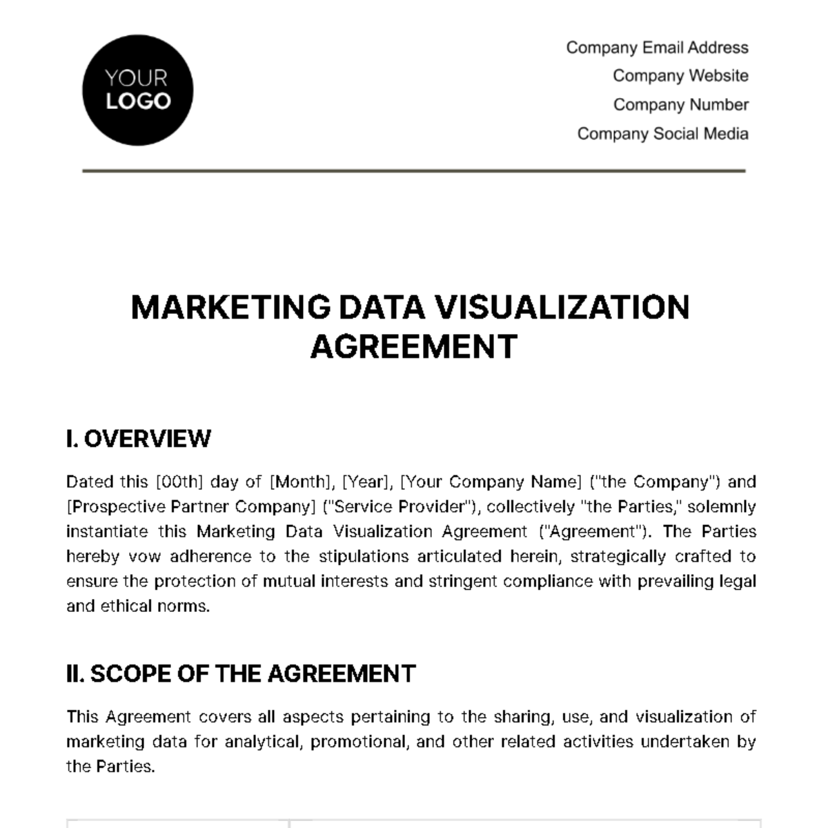 Marketing Data Visualization Agreement Template
