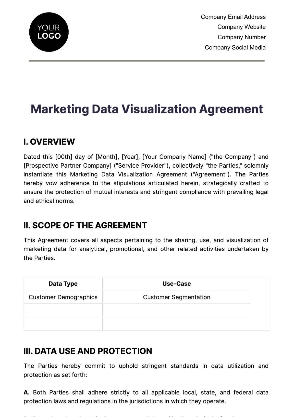 Marketing Data Visualization Agreement Template - Edit Online & Download