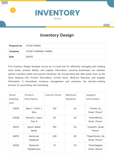 Free Inventory Design Template to Edit Online