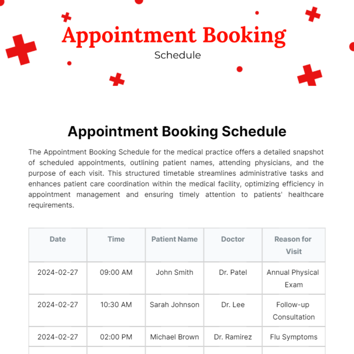 Appointment Booking Schedule Template - Edit Online & Download