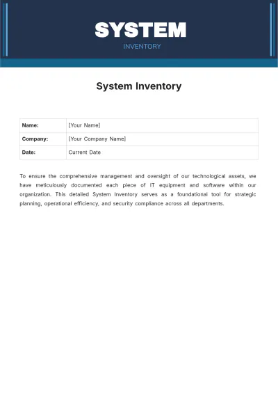 Free System Inventory Template to Edit Online