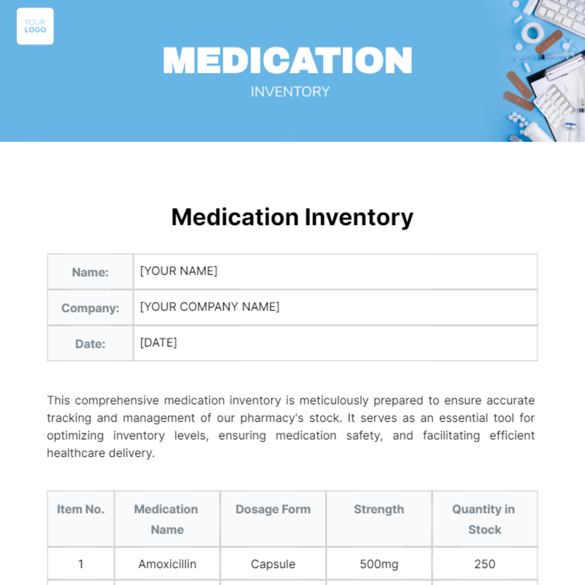 Medication Inventory Template
