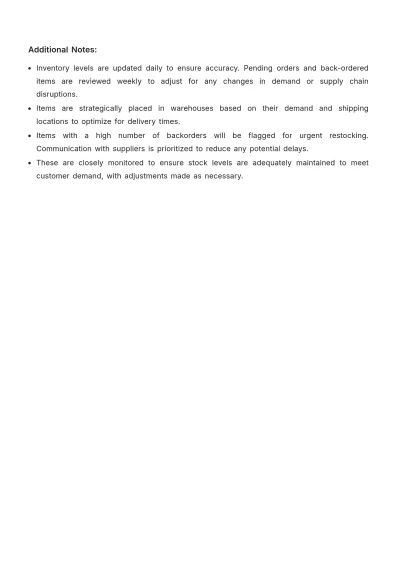 Free Inventory Stock Status Template to Edit Online