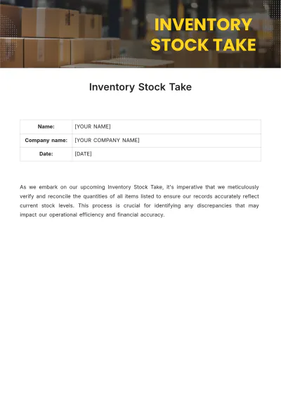 Free Inventory Stock Take Template to Edit Online