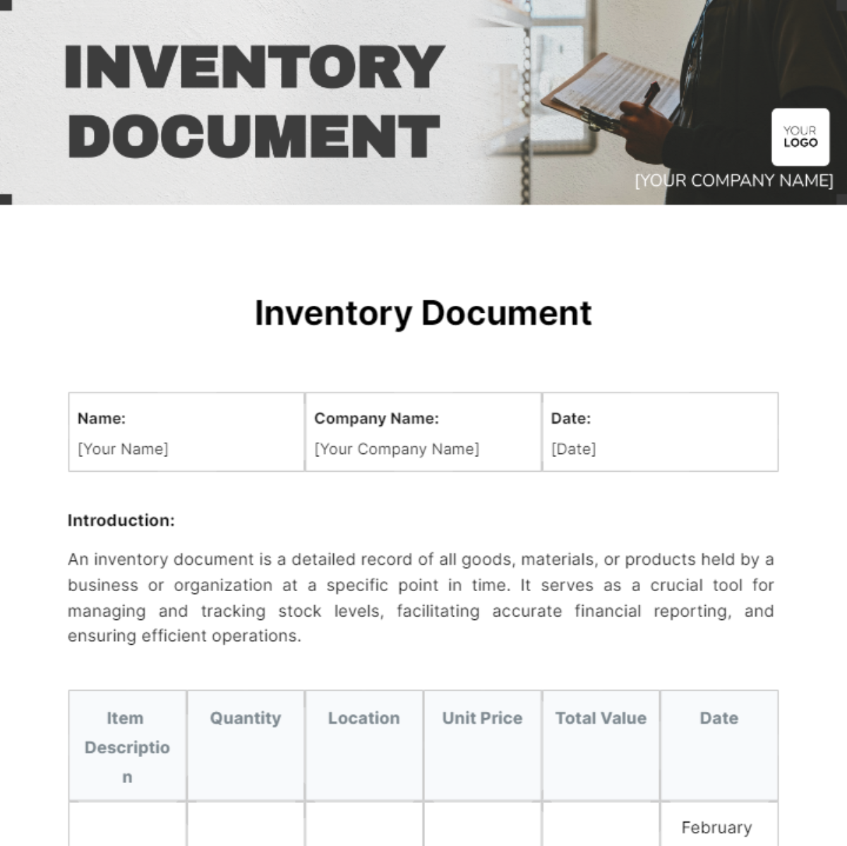 Inventory Document Template