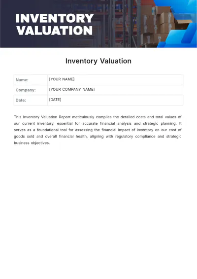 Free Inventory Valuation Template to Edit Online