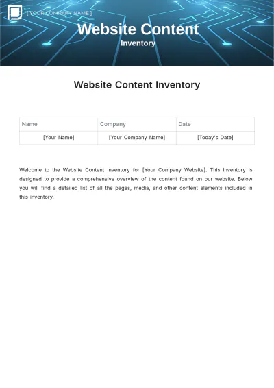 Free Website Content Inventory Template to Edit Online