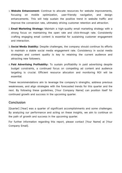 Free Marketing Quarterly Analytics Report Template to Edit Online