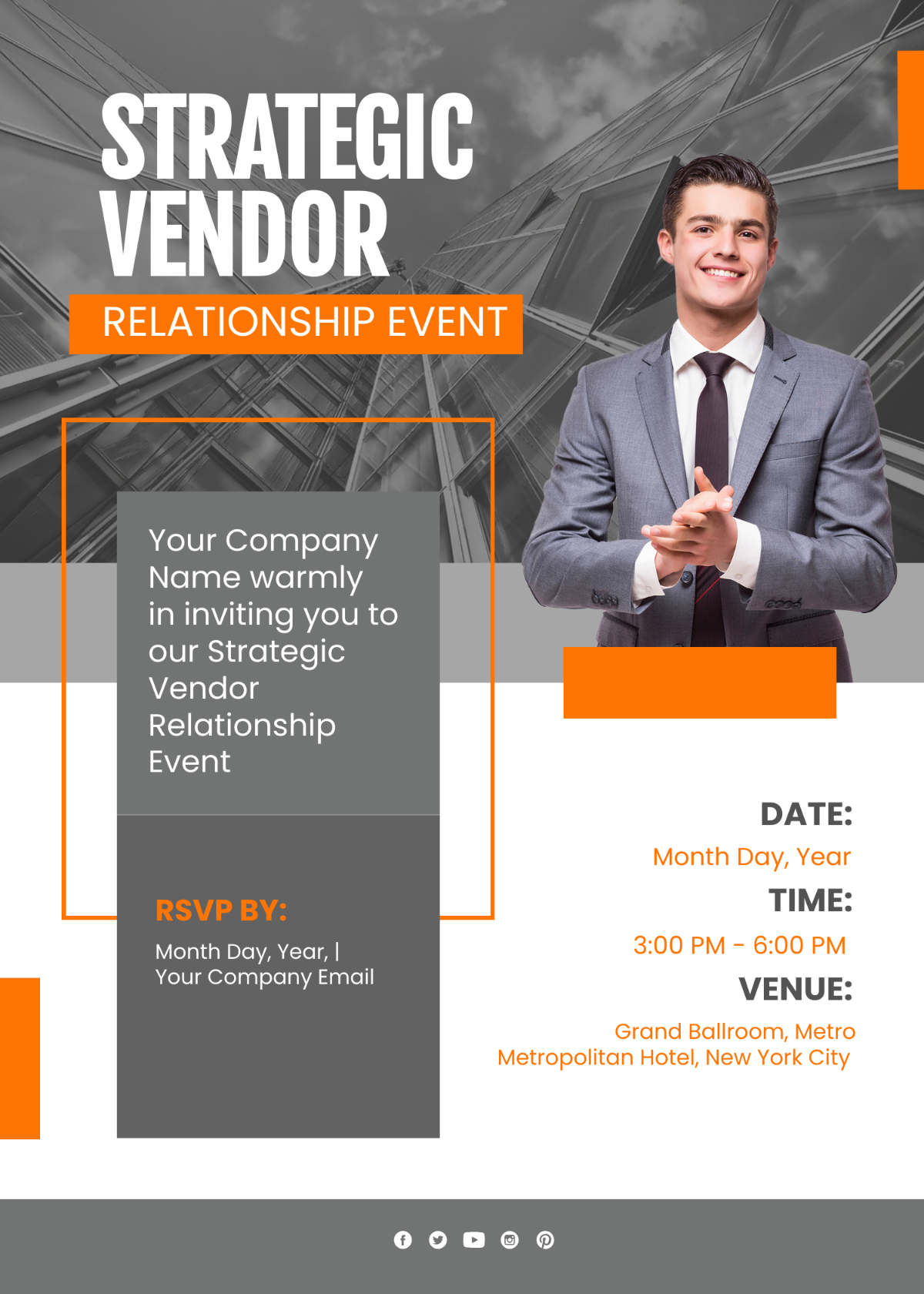 Strategic Vendor Relationship Building Event Invitation Card Template