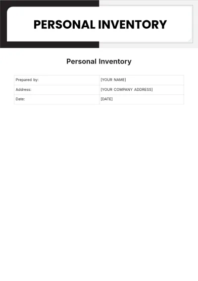 Free Personal Inventory Template to Edit Online