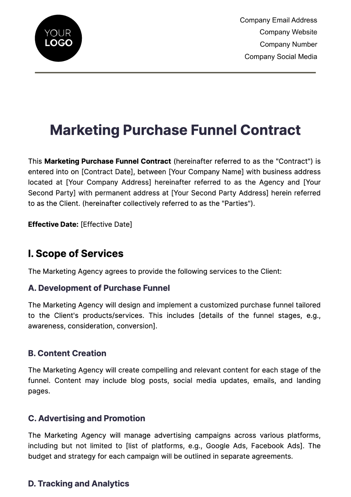 Marketing Purchase Funnel Contract Template - Edit Online & Download