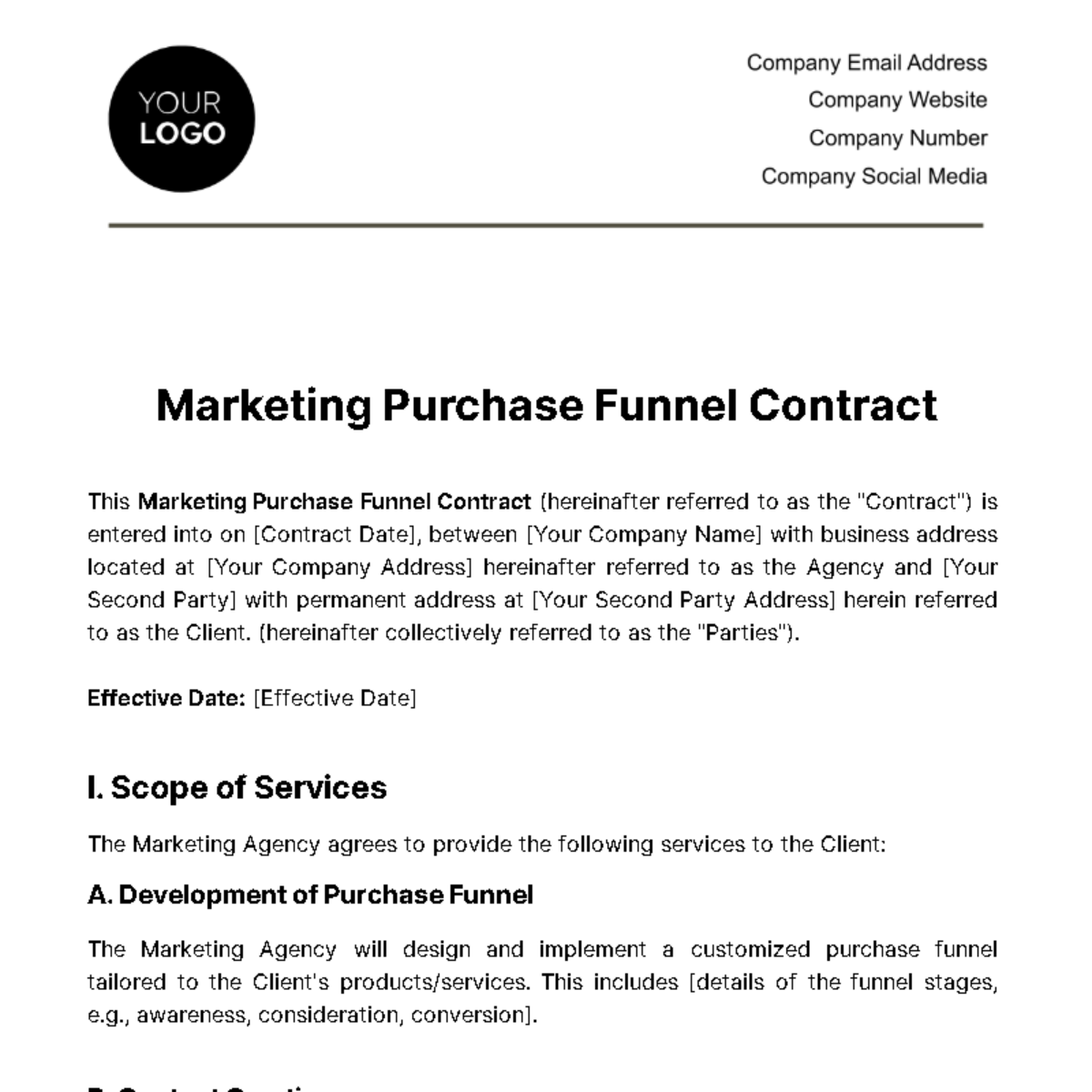 Marketing Purchase Funnel Contract Template