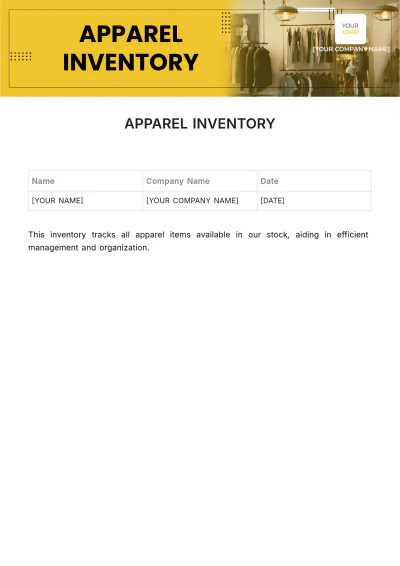 Free Apparel Inventory Template to Edit Online