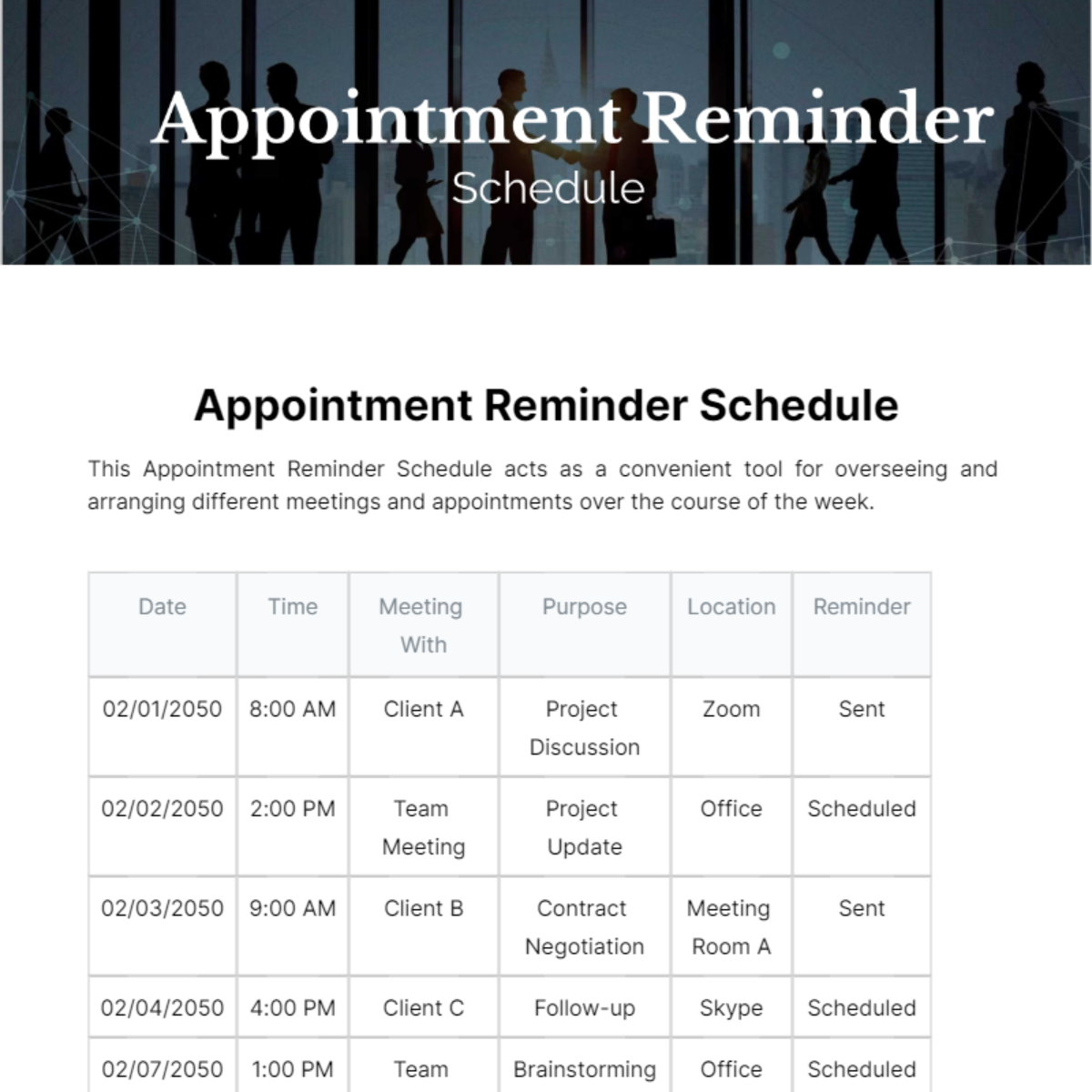 Appointment Reminder Schedule Template