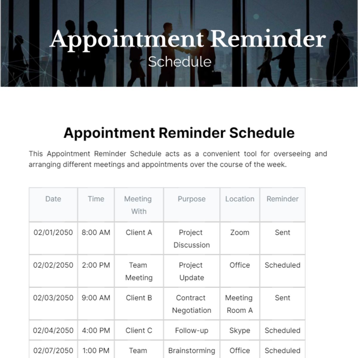 Appointment Reminder Schedule Template - Edit Online & Download