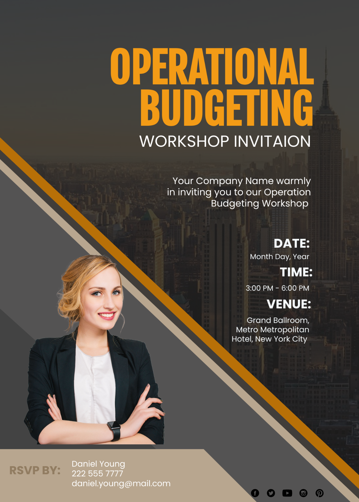 Operational Budgeting Workshop Invitation Card Template - Edit Online & Download