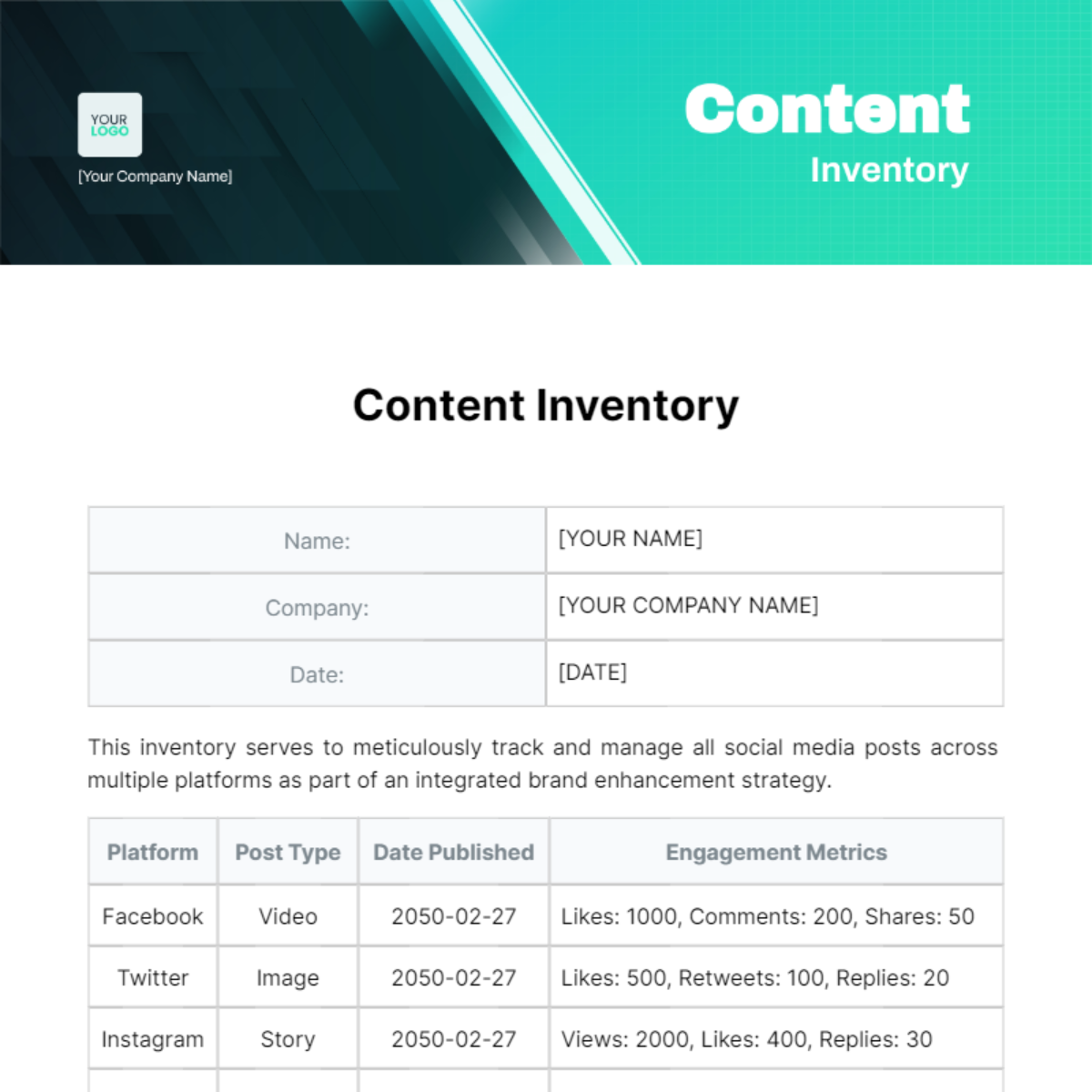 Content Inventory Template
