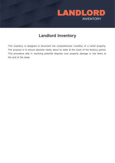 Free Landlord Inventory Template to Edit Online