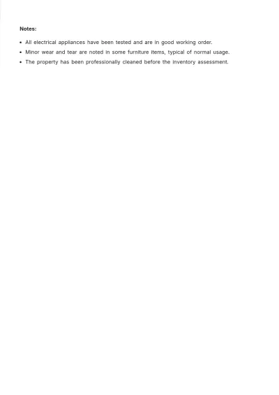 Free Landlord Inventory Template to Edit Online
