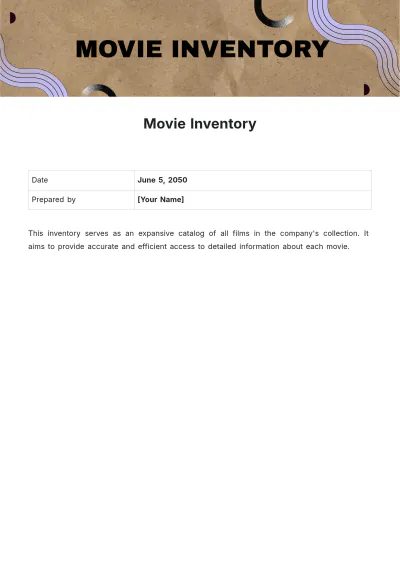 Free Movie Inventory Template to Edit Online
