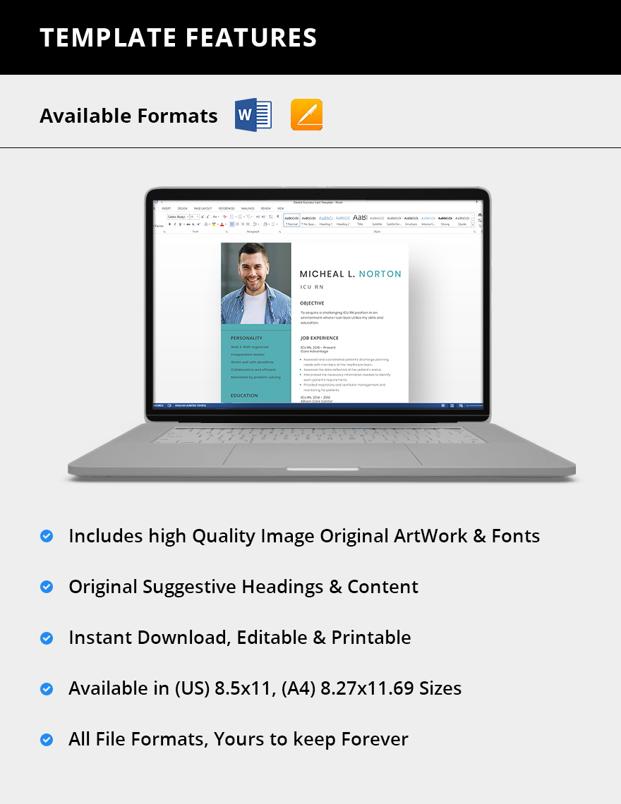 ICU RN Resume in Word Pages Download Template net