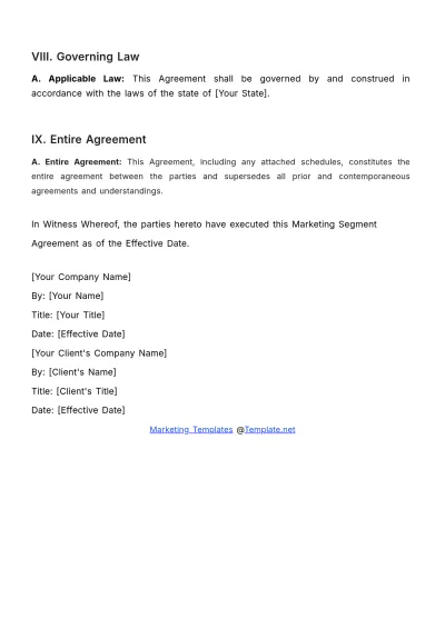 Free Marketing Segment Agreement Template to Edit Online