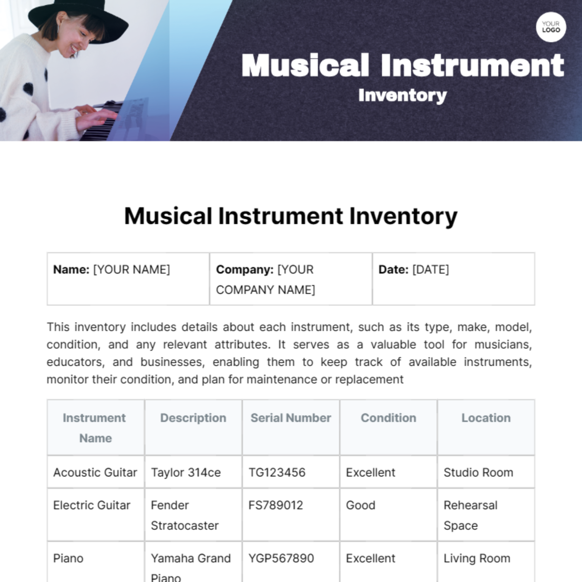 Musical Instrument Inventory Template