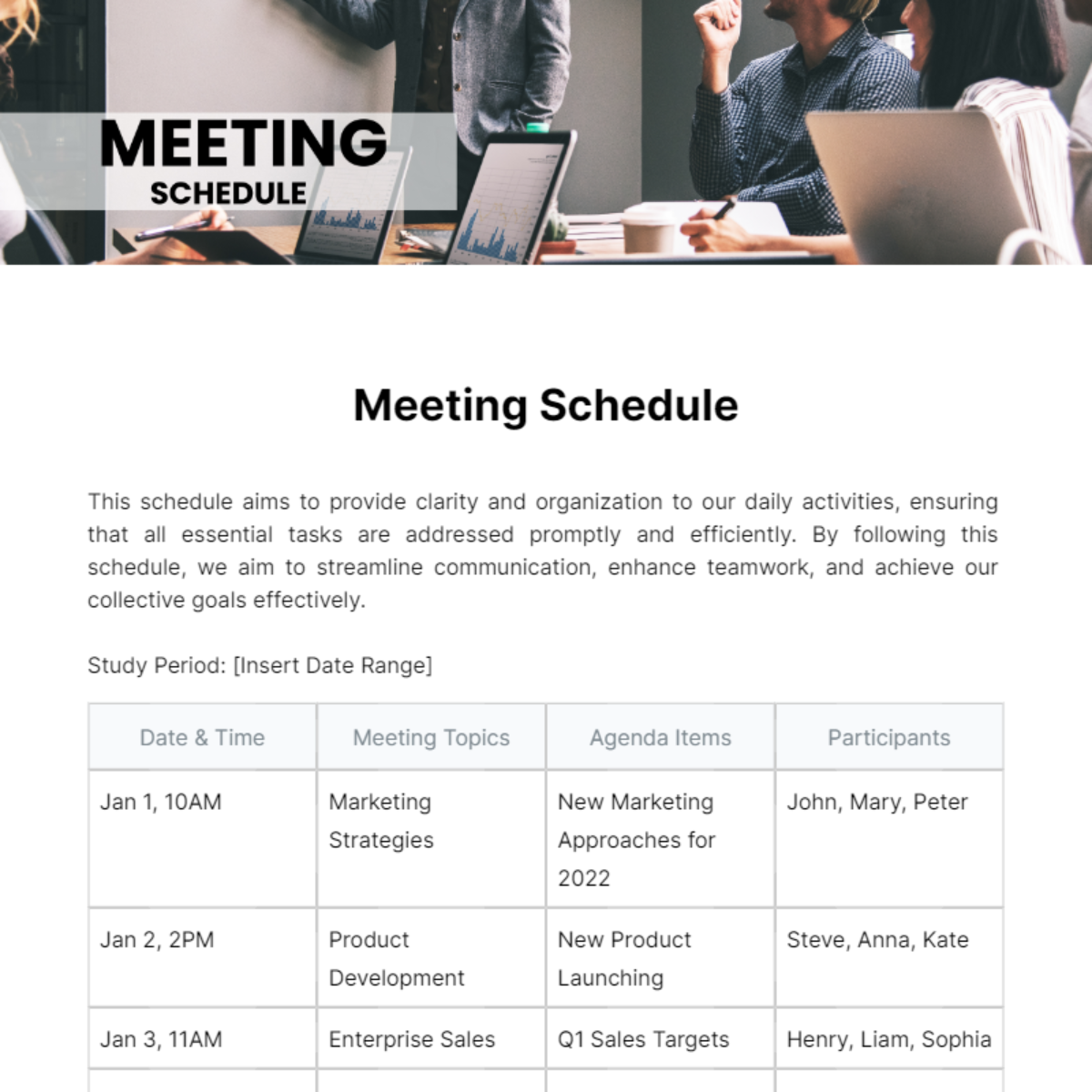 Meeting Schedule Template