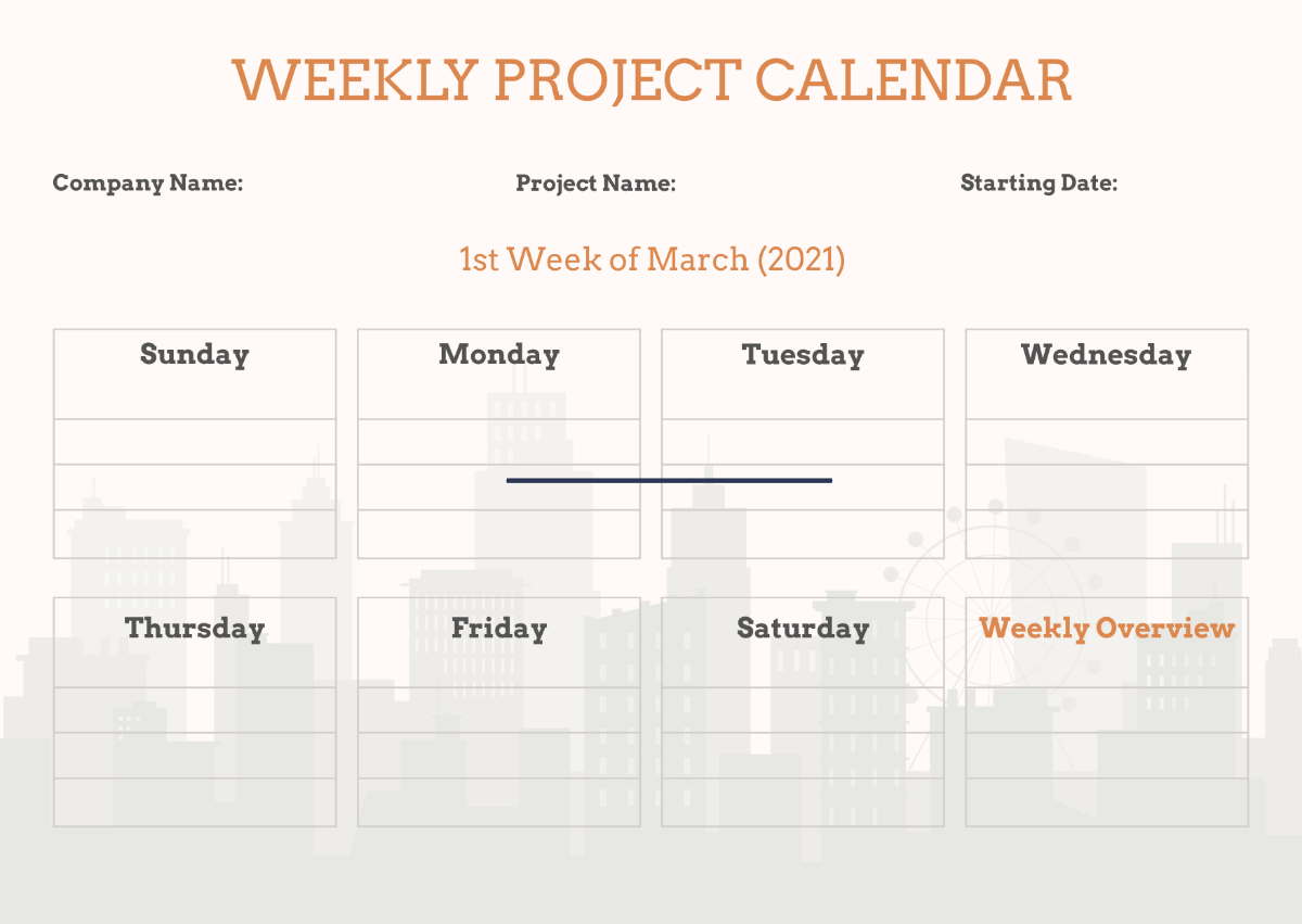 Free Weekly Project Desk Calendar Template