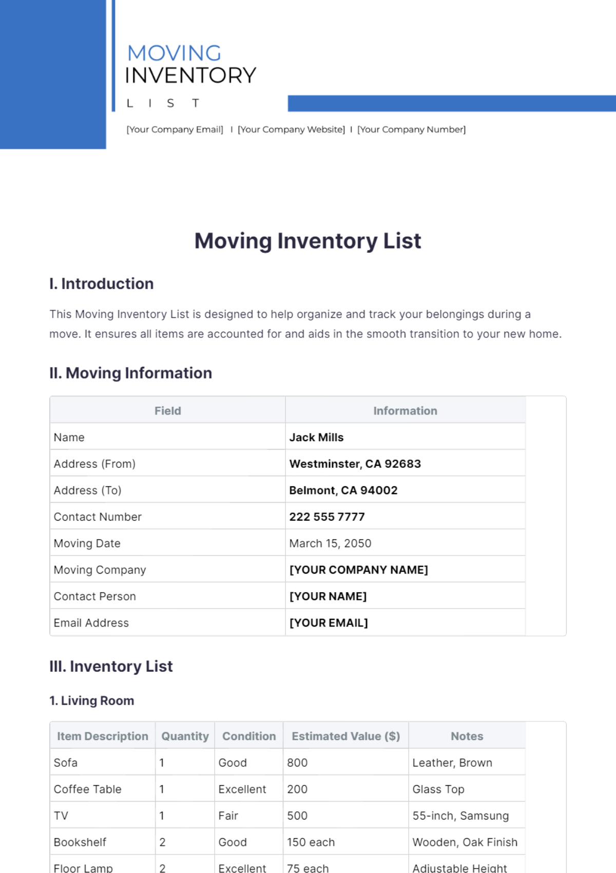 Moving Inventory List Template - Edit Online & Download