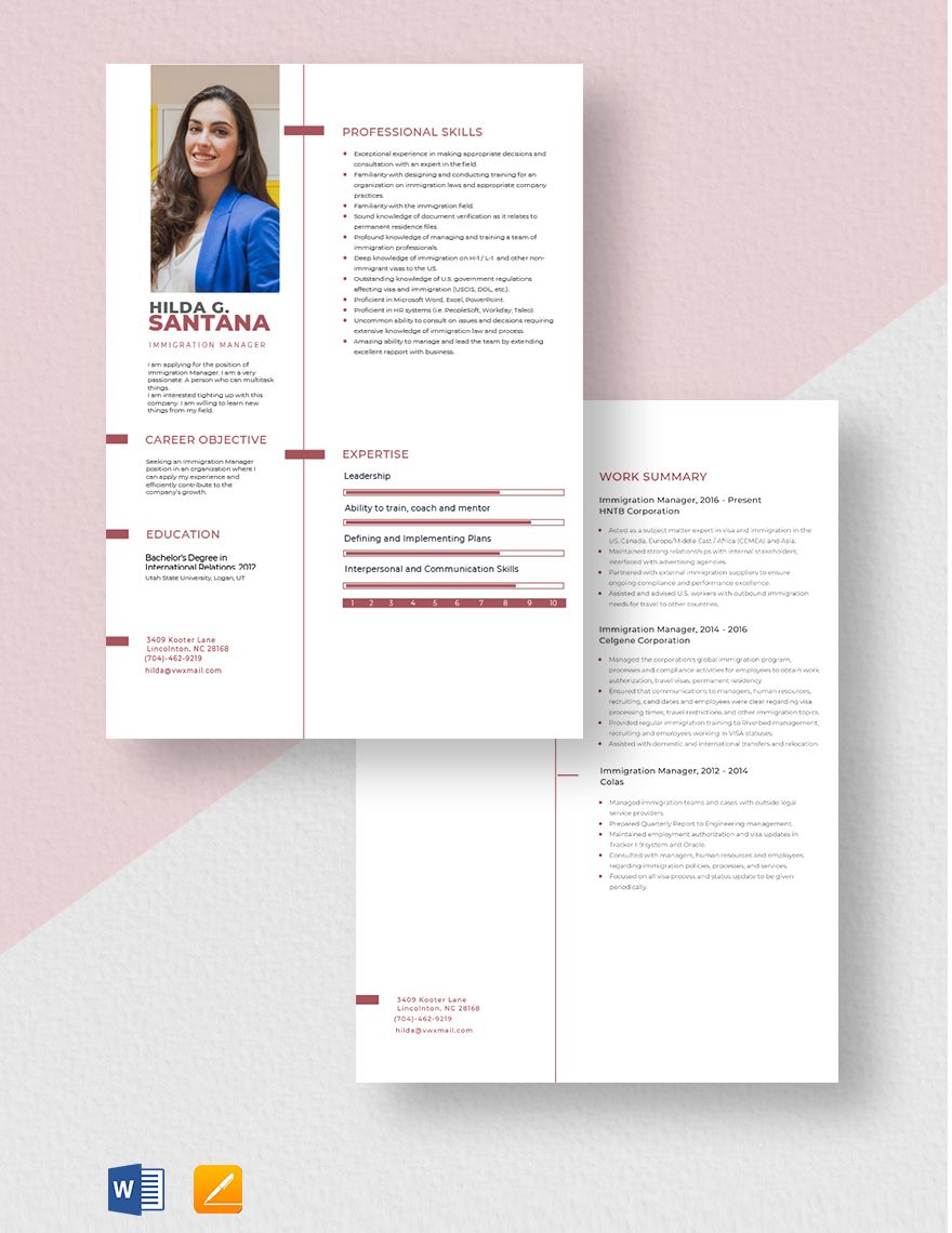 Immigration Manager Resume