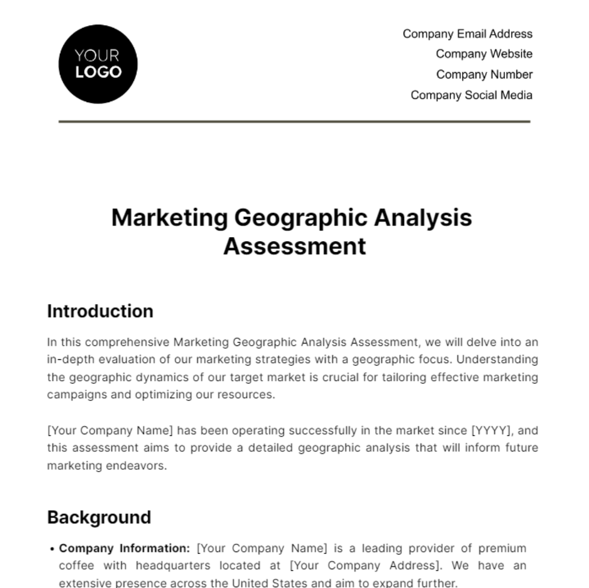 Marketing Geographic Analysis Assessment Template
