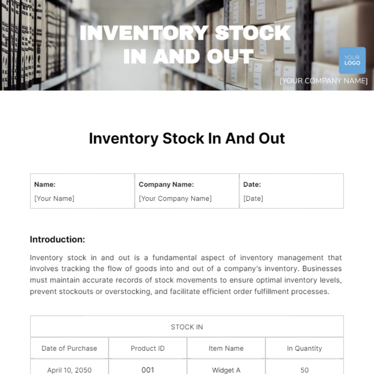 Inventory Stock In And Out Template
