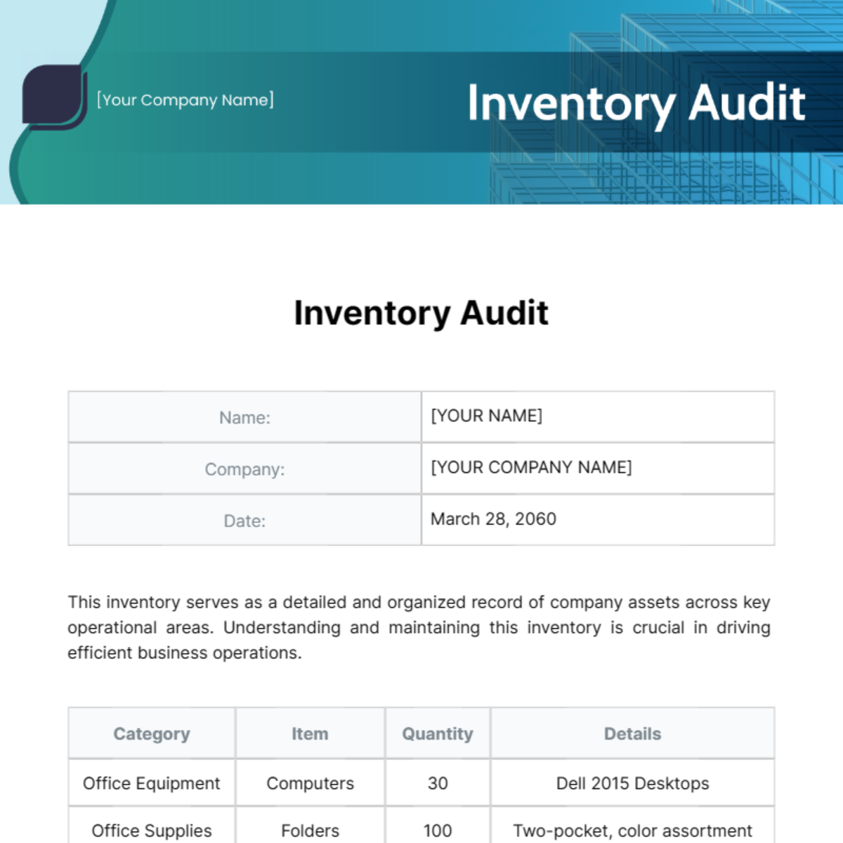 Inventory Audit Template